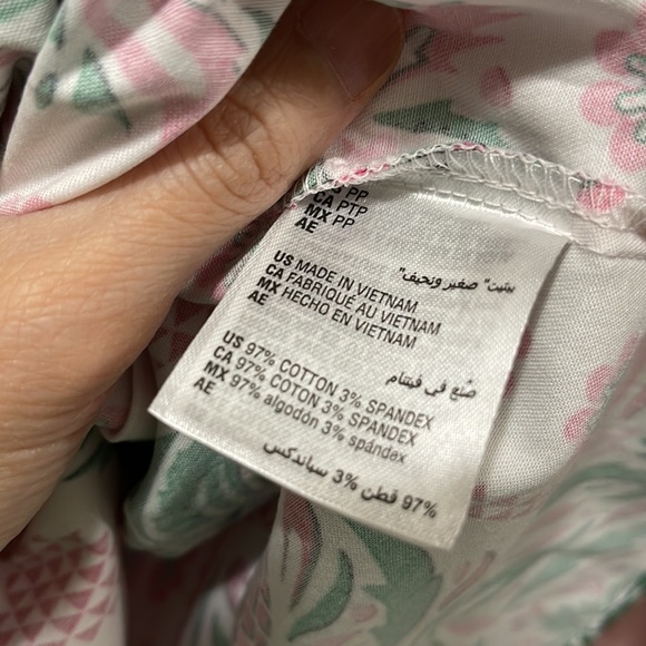 A3). CHARTER CLUB Pineapple Sleeveless Ruffle Pink Green size Petite - Picture 7 of 10